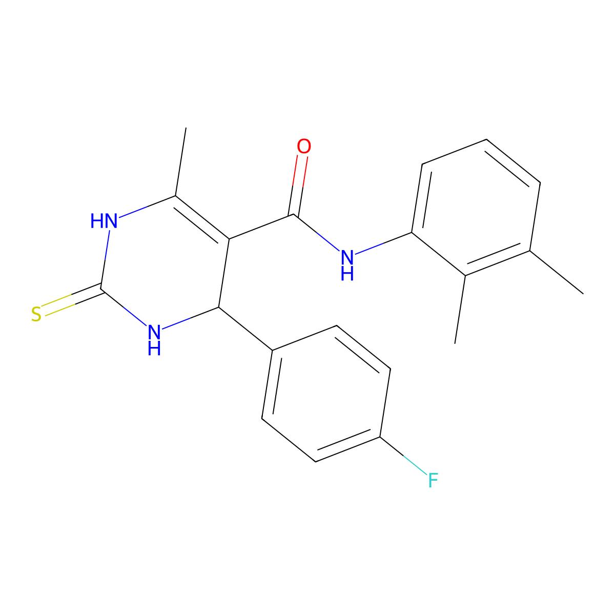 N-(2,3-dimethylphenyl)-4-(4-fluorophenyl)-6-methyl-2-sulfanylidene-3,4-dihydro-1H-pyrimidine-5-carboxamide molecular structure, CAS 373611-15-5