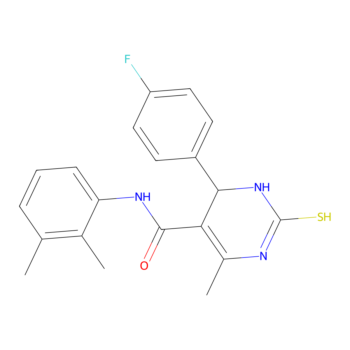 N-(2,3-dimethylphenyl)-4-(4-fluorophenyl)-6-methyl-2-sulfanylidene-3,4-dihydro-1H-pyrimidine-5-carboxamide molecular structure, CAS 373611-15-5