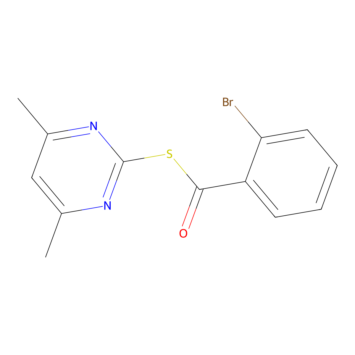 S-(4,6-dimethylpyrimidin-2-yl) 2-bromobenzenecarbothioate molecular structure, CAS 373612-94-3