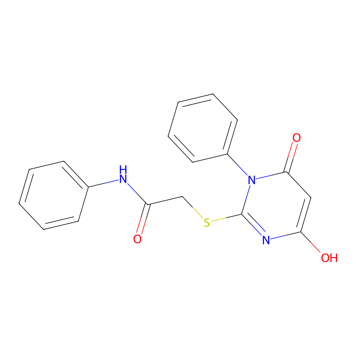 2-[(4-hydroxy-6-oxo-1-phenyl-1,6-dihydropyrimidin-2-yl)sulfanyl]-N-phenylacetamide molecular structure, CAS 373613-13-9