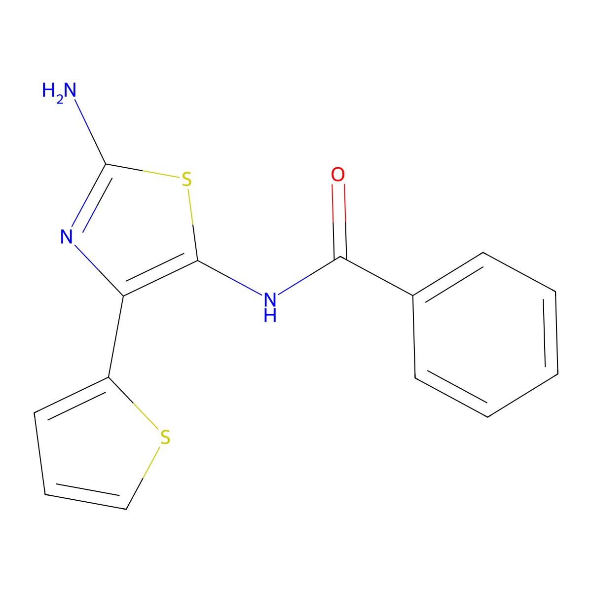 N-[2-amino-4-(thiophen-2-yl)-1,3-thiazol-5-yl]benzamide molecular structure, CAS 373613-15-1