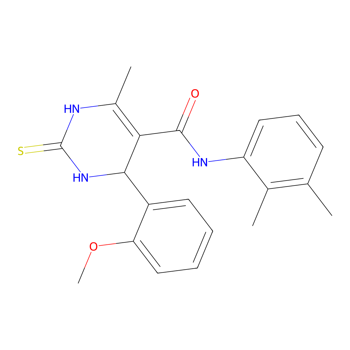 N-(2,3-dimethylphenyl)-4-(2-methoxyphenyl)-6-methyl-2-sulfanylidene-3,4-dihydro-1H-pyrimidine-5-carboxamide molecular structure, CAS 373613-21-9