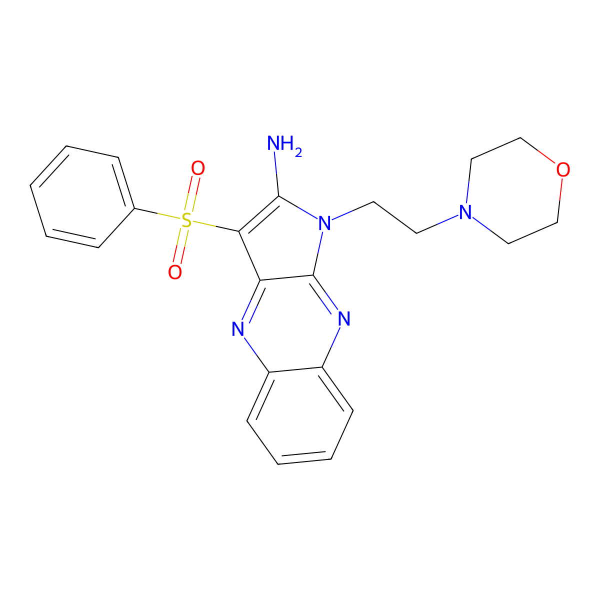 3-Benzenesulfonyl-1-(2-morpholin-4-yl-ethyl)-1H-pyrrolo[2,3-b]quinoxalin-2-ylamine molecular structure, CAS 373613-22-0