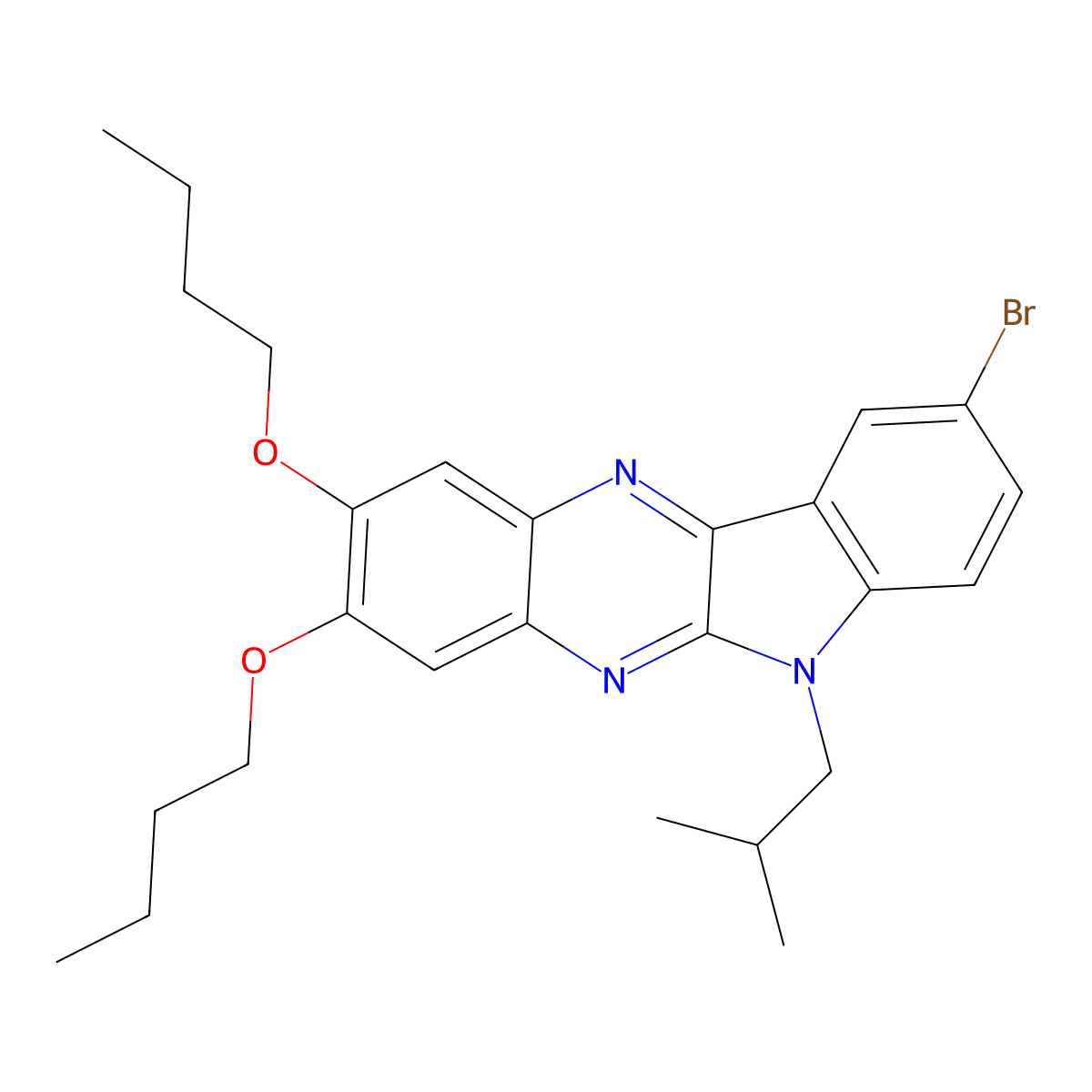 9-bromo-2,3-dibutoxy-6-(2-methylpropyl)-6H-indolo[2,3-b]quinoxaline molecular structure, CAS 373613-33-3