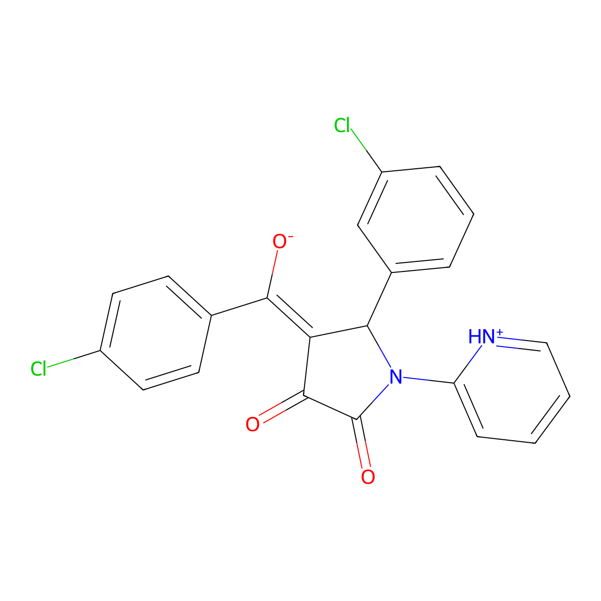 4-(4-chlorobenzoyl)-5-(3-chlorophenyl)-3-hydroxy-1-(pyridin-2-yl)-2,5-dihydro-1H-pyrrol-2-one molecular structure, CAS 373613-78-6