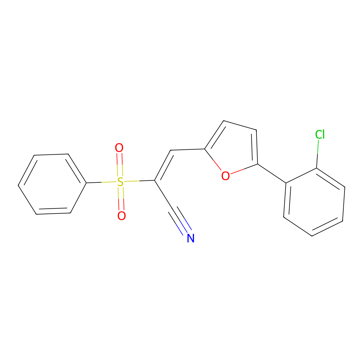 2-(Benzenesulfonyl)-3-[5-(2-chlorophenyl)furan-2-yl]prop-2-enenitrile molecular structure, CAS 373614-13-2