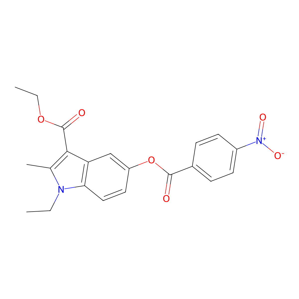 Ethyl 1-ethyl-2-methyl-5-(4-nitrobenzoyl)oxyindole-3-carboxylate molecular structure, CAS 373614-23-4