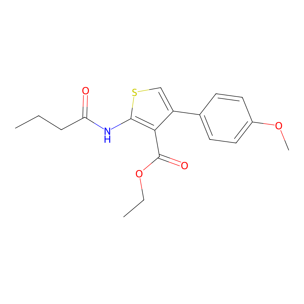 Ethyl 2-(butanoylamino)-4-(4-methoxyphenyl)thiophene-3-carboxylate molecular structure, CAS 373614-63-2