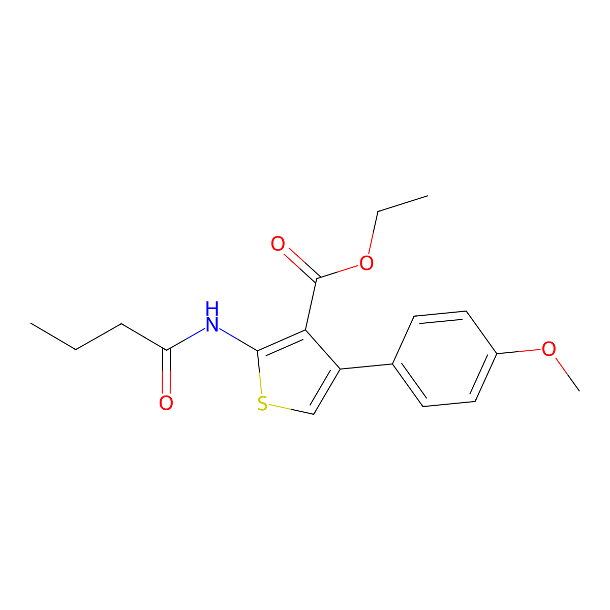 Ethyl 2-(butanoylamino)-4-(4-methoxyphenyl)thiophene-3-carboxylate molecular structure, CAS 373614-63-2