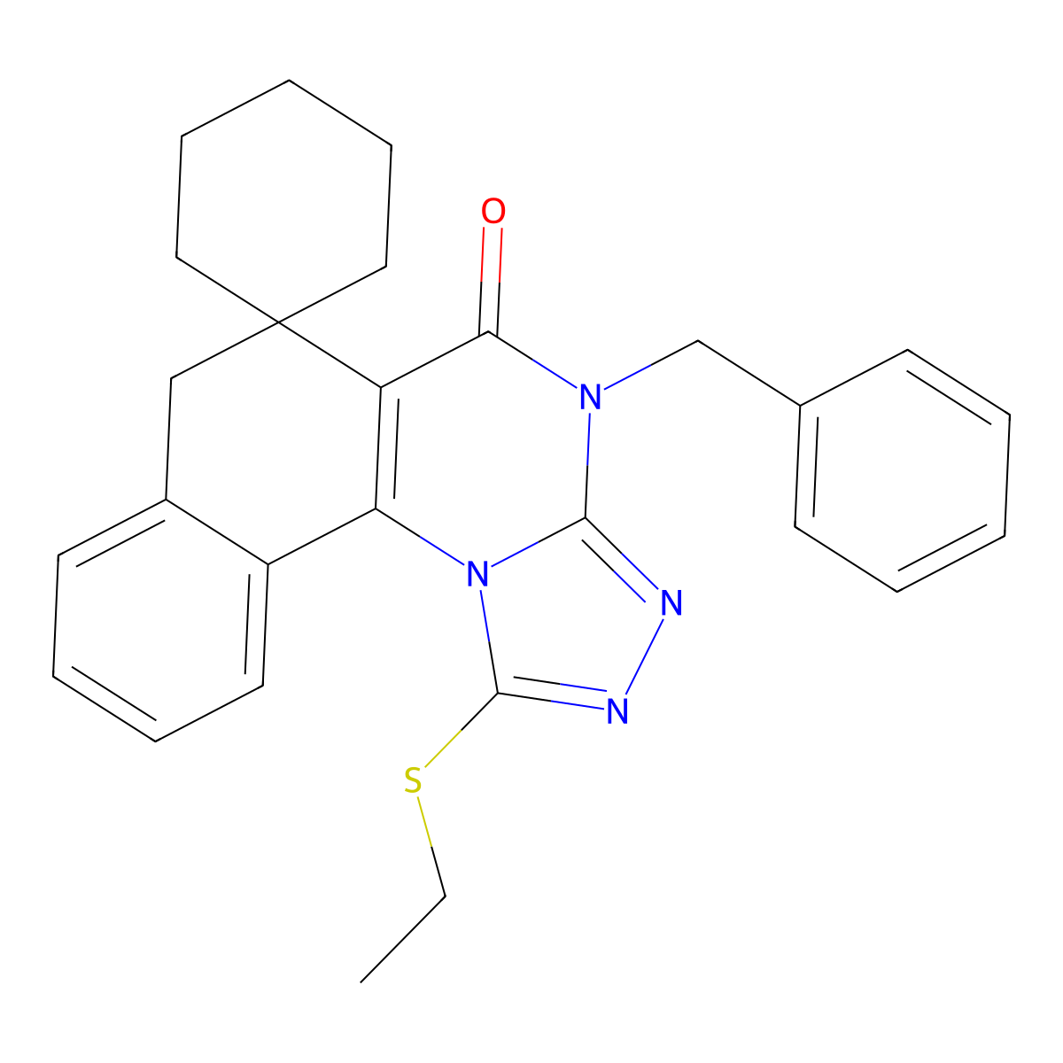 1-(ethylsulfanyl)-4-benzyl-6,7-dihydrospiro(benzo[h][1,2,4]triazolo[4,3-a]quinazoline-6,1'-cyclohexane)-5(4H)-one molecular structure, CAS 373614-96-1
