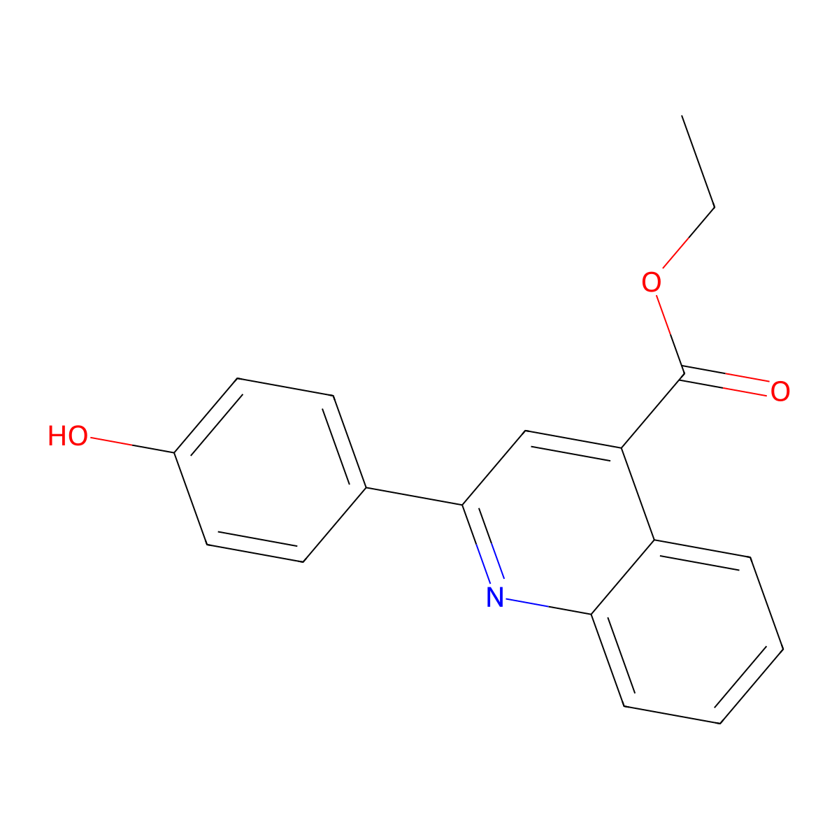 Ethyl 2-(4-hydroxyphenyl)quinoline-4-carboxylate molecular structure, CAS 373615-27-1