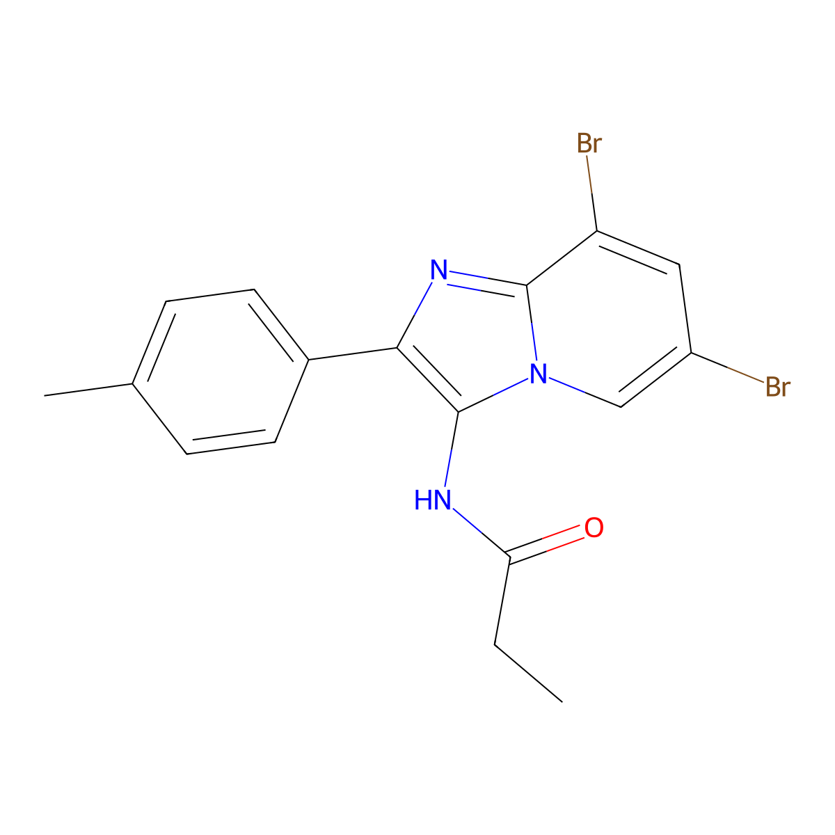 N-[6,8-dibromo-2-(4-methylphenyl)imidazo[1,2-a]pyridin-3-yl]propanamide molecular structure, CAS 373615-42-0