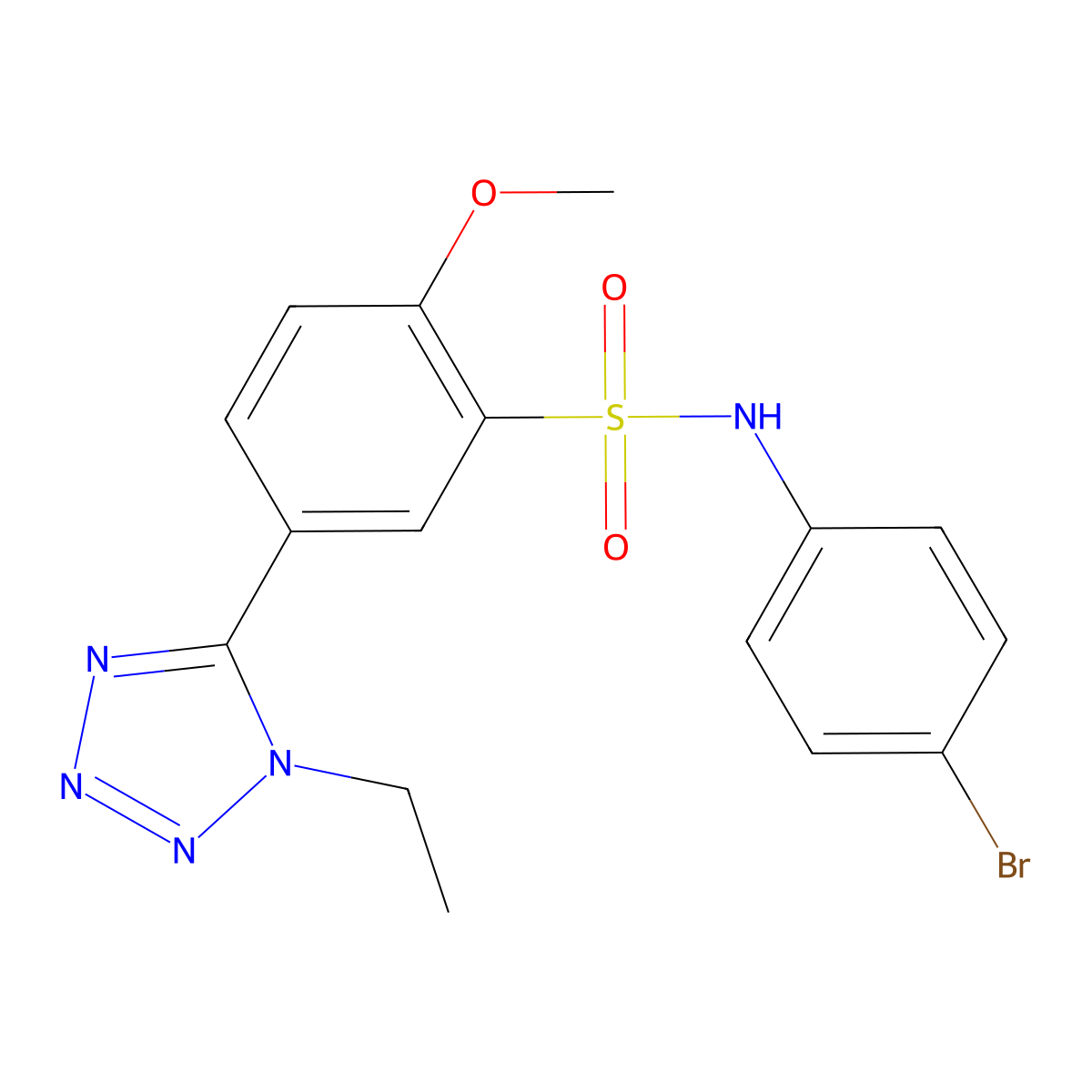 N-(4-bromophenyl)-5-(1-ethyltetrazol-5-yl)-2-methoxybenzenesulfonamide molecular structure, CAS 373615-46-4