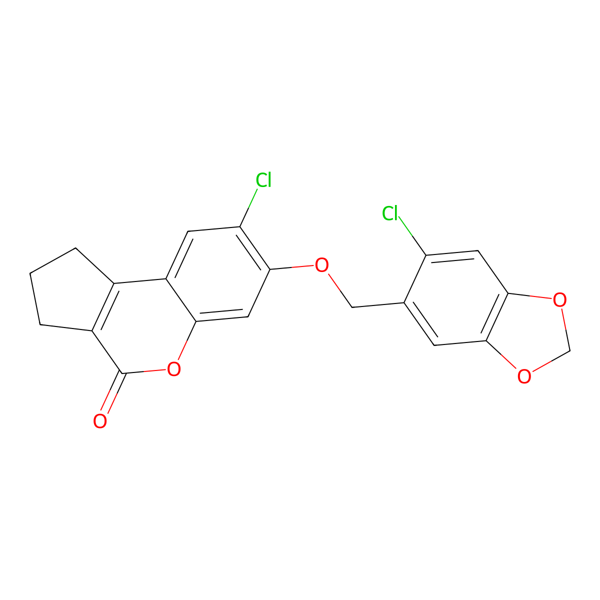 8-chloro-7-[(6-chloro-1,3-benzodioxol-5-yl)methoxy]-2,3-dihydrocyclopenta[c]chromen-4(1H)-one molecular structure, CAS 373615-71-5