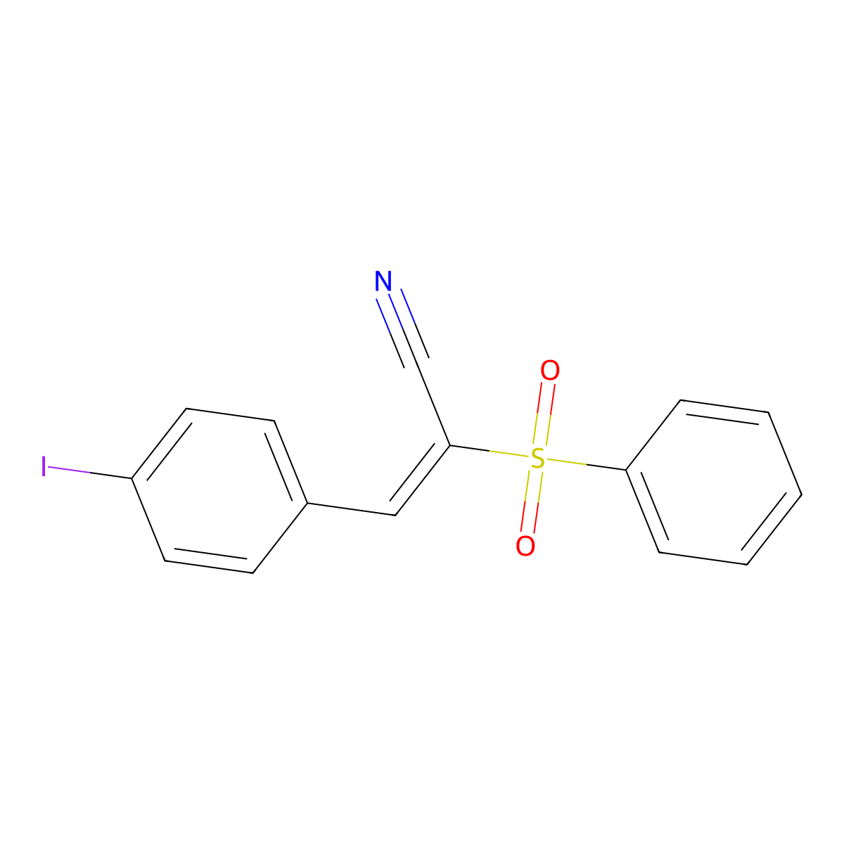 (E)-2-(benzenesulfonyl)-3-(4-iodophenyl)prop-2-enenitrile molecular structure, CAS 373616-19-4
