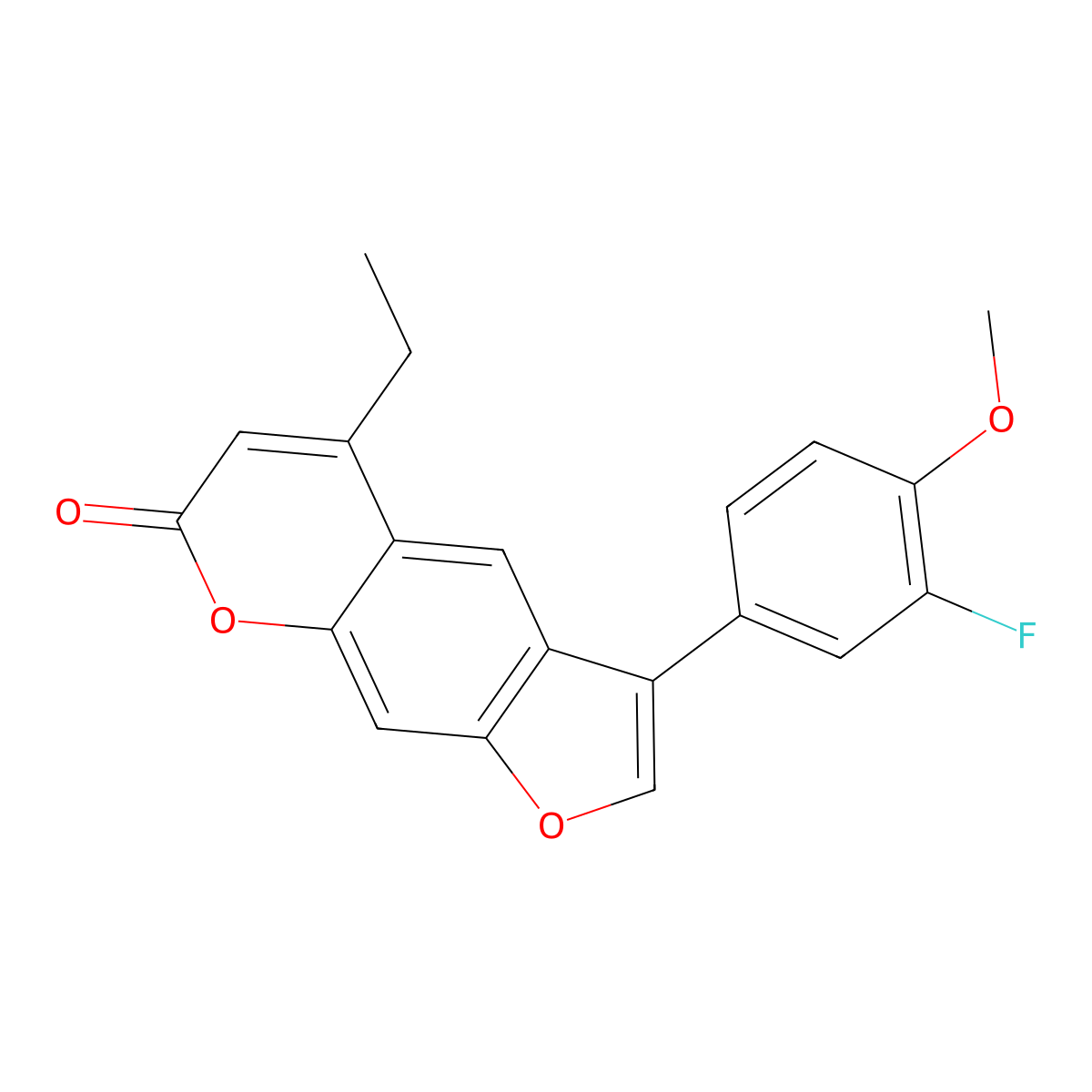 5-Ethyl-3-(3-fluoro-4-methoxyphenyl)furo[3,2-g]chromen-7-one molecular structure, CAS 373616-53-6