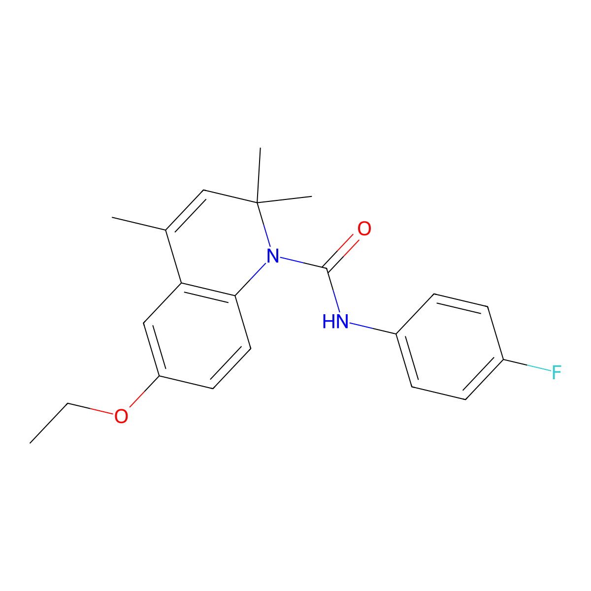 6-ethoxy-N-(4-fluorophenyl)-2,2,4-trimethylquinoline-1(2H)-carboxamide molecular structure, CAS 373616-96-7