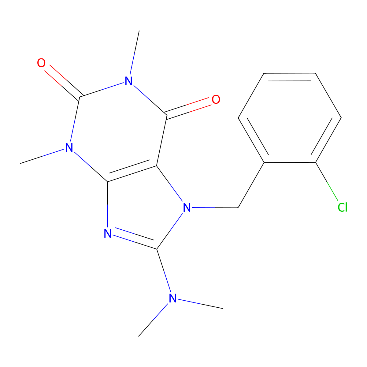 7-(2-chlorobenzyl)-8-(dimethylamino)-1,3-dimethyl-1H-purine-2,6(3H,7H)-dione molecular structure, CAS 373617-06-2