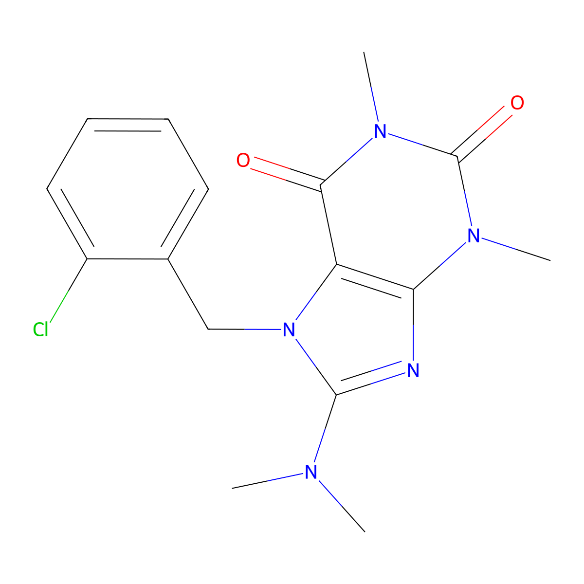 7-(2-chlorobenzyl)-8-(dimethylamino)-1,3-dimethyl-1H-purine-2,6(3H,7H)-dione molecular structure, CAS 373617-06-2