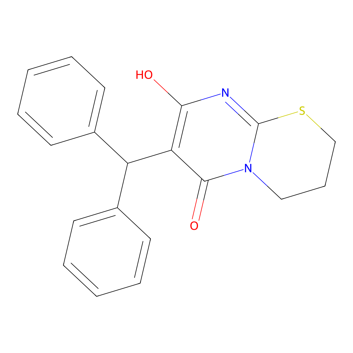 7-benzhydryl-8-hydroxy-3,4-dihydropyrimido[2,1-b][1,3]thiazin-6(2H)-one molecular structure, CAS 373617-45-9