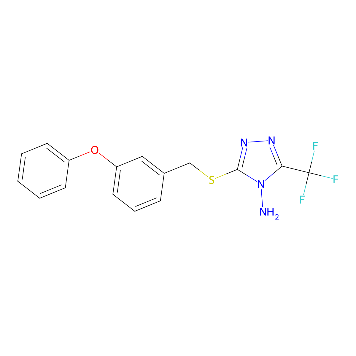 3-(3-Phenoxy-benzylsulfanyl)-5-trifluoromethyl-[1,2,4]triazol-4-ylamine molecular structure, CAS 373617-82-4