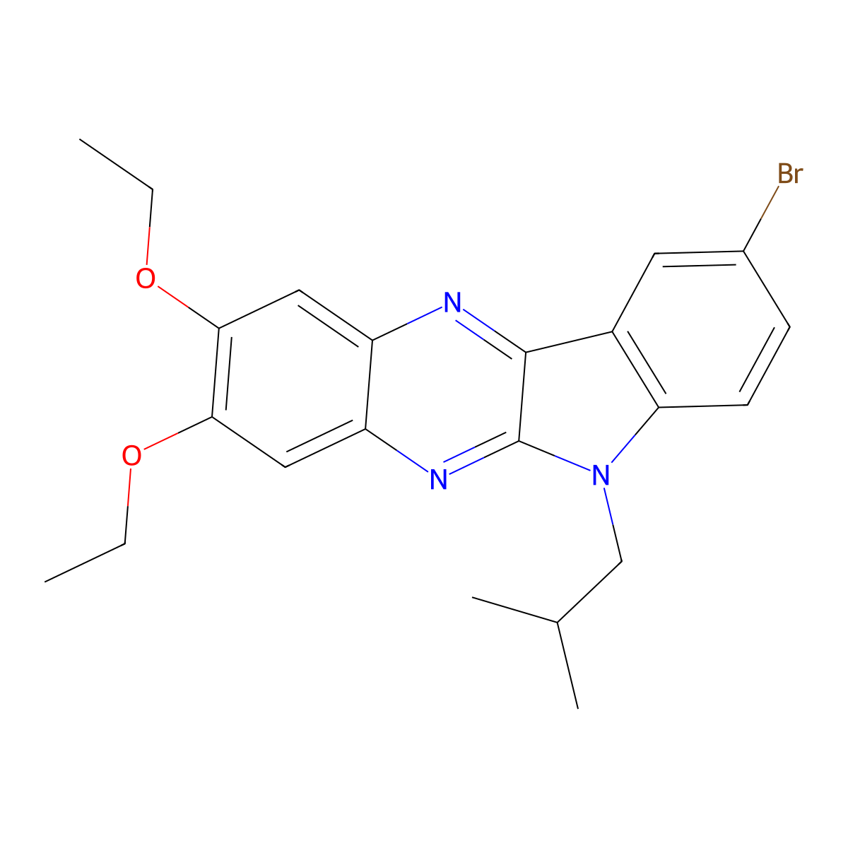 9-bromo-2,3-diethoxy-6-isobutyl-6H-indolo[2,3-b]quinoxaline molecular structure, CAS 373618-42-9