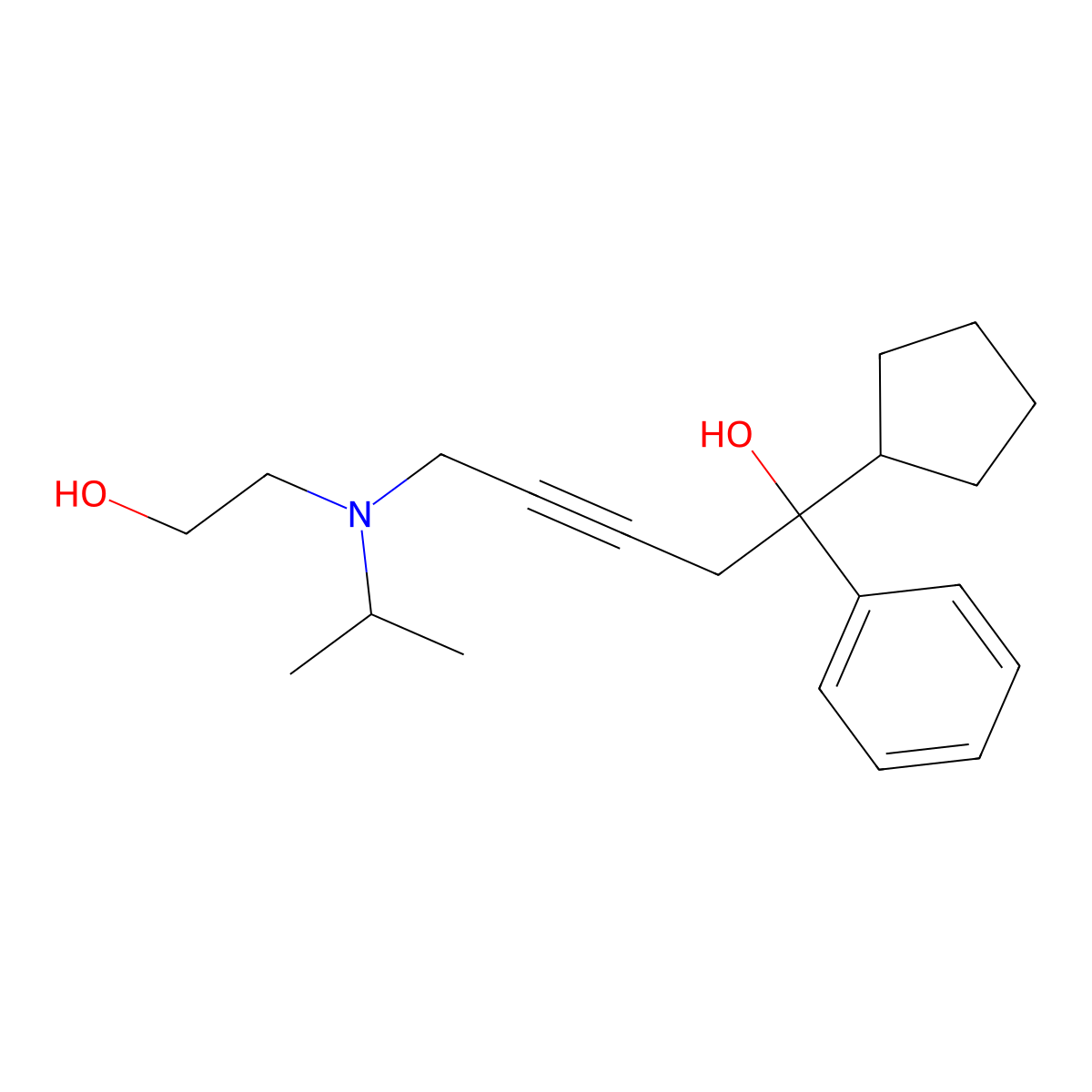 1-Cyclopentyl-5-[2-hydroxyethyl(propan-2-yl)amino]-1-phenylpent-3-yn-1-ol molecular structure, CAS 373619-46-6
