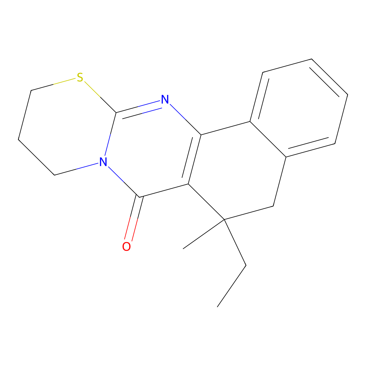 6-ethyl-6-methyl-5,6,10,11-tetrahydrobenzo[h][1,3]thiazino[2,3-b]quinazolin-7(9H)-one molecular structure, CAS 373619-51-3