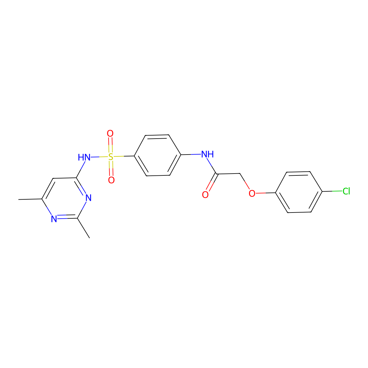 2-(4-chlorophenoxy)-N-{4-[(2,6-dimethylpyrimidin-4-yl)sulfamoyl]phenyl}acetamide molecular structure, CAS 373619-95-5