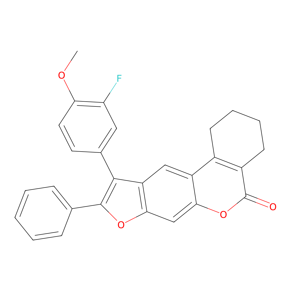 10-(3-fluoro-4-methoxyphenyl)-9-phenyl-1,2,3,4-tetrahydro-5H-benzo[c]furo[3,2-g]chromen-5-one molecular structure, CAS 373620-07-6