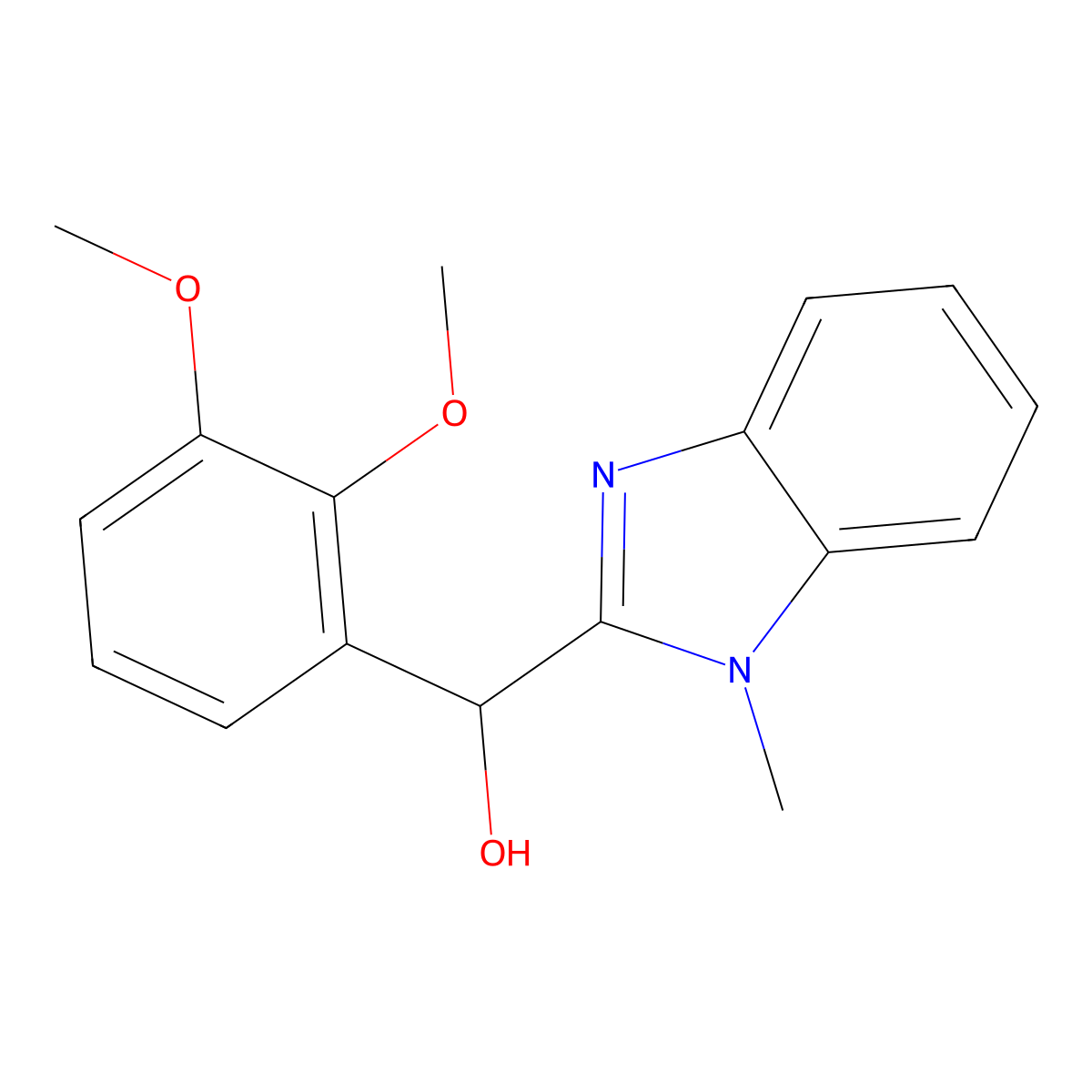 (2,3-Dimethoxyphenyl)-(1-methylbenzimidazol-2-yl)methanol molecular structure, CAS 373620-23-6