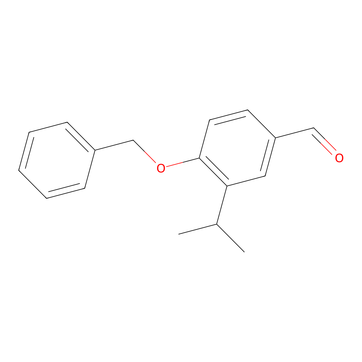 Benzaldehyde, 3-(1-methylethyl)-4-(phenylmethoxy)- molecular structure, CAS 373642-03-6