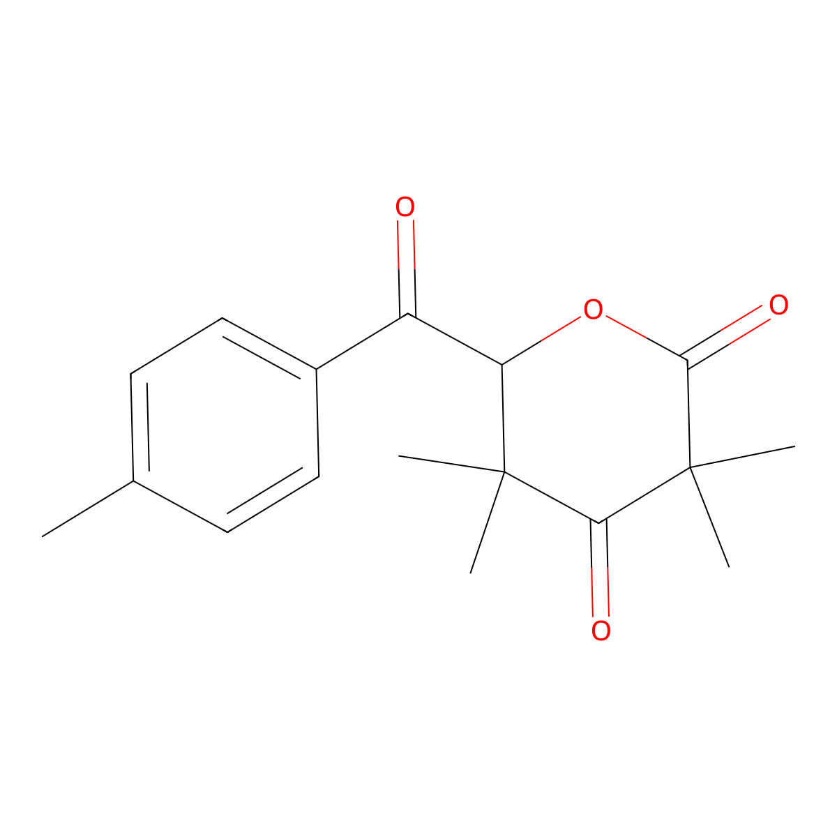 3,3,5,5-Tetramethyl-6-(4-methylbenzoyl)dihydro-2H-pyran-2,4(3H)-dione molecular structure, CAS 373643-96-0