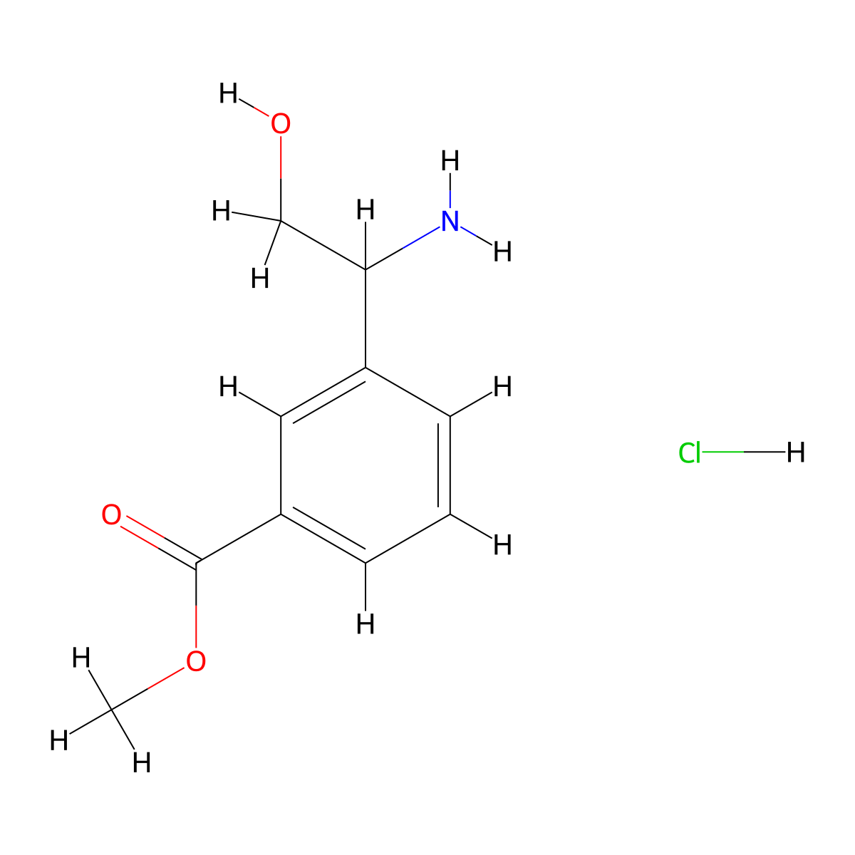 Methyl 3-(1-amino-2-hydroxyethyl)benzoate hydrochloride molecular structure, CAS 373648-81-8