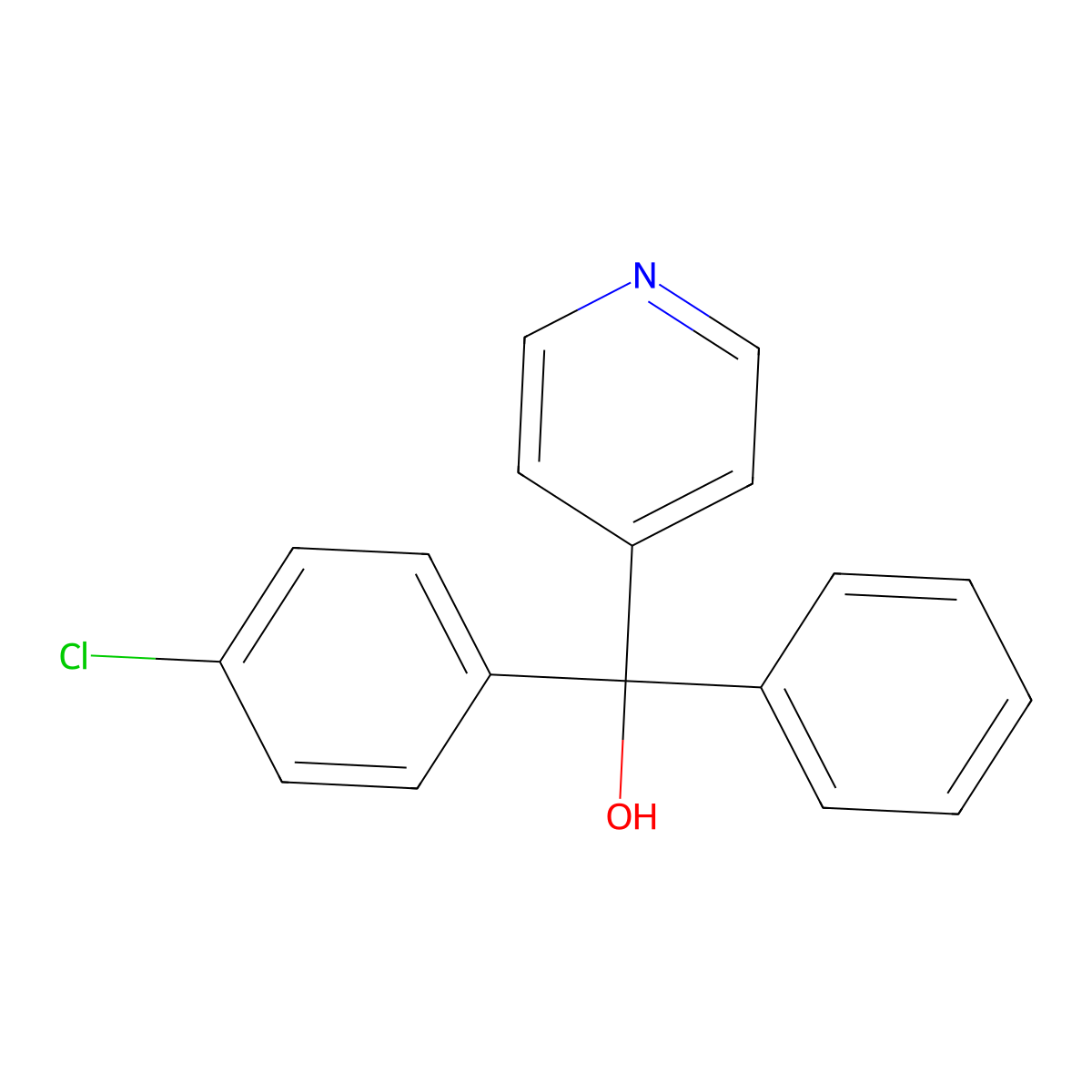 alpha-(4-Chlorophenyl)-alpha-phenyl-4-pyridinemethanol molecular structure, CAS 3737-16-4