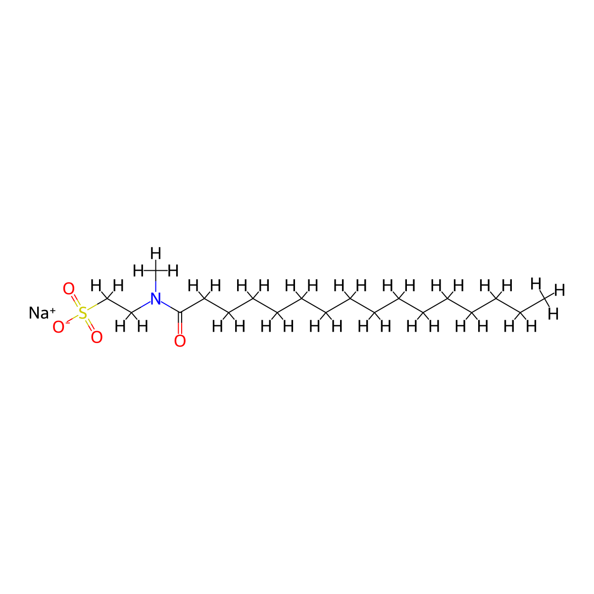 Sodium Methyl Palmitoyl Taurate molecular structure, CAS 3737-55-1