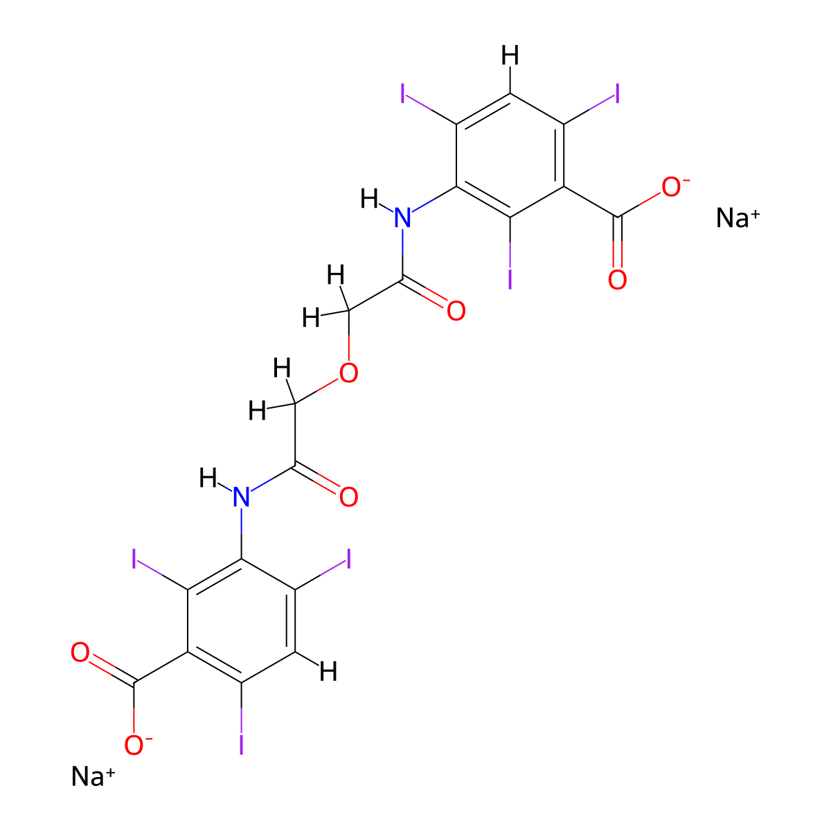 Ioglycamide disodium molecular structure, CAS 3737-71-1