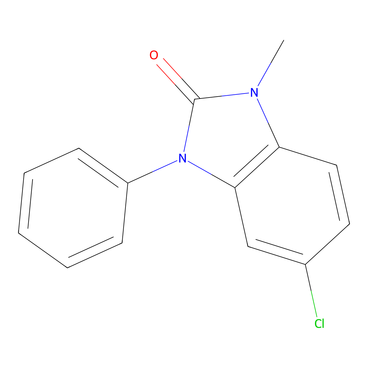 2H-Benzimidazol-2-one, 1,3-dihydro-5-chloro-1-methyl-3-phenyl- molecular structure, CAS 37385-92-5