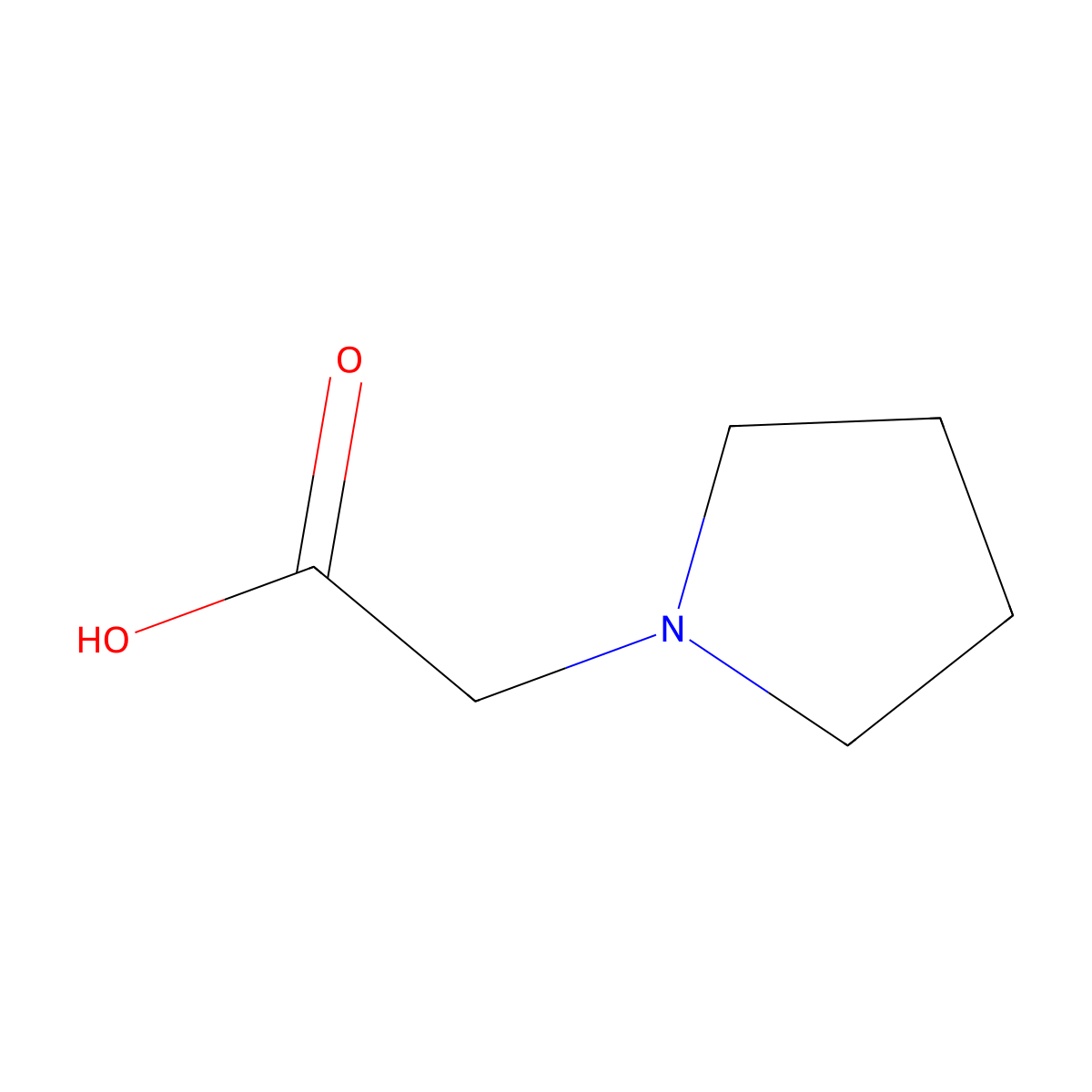 Pyrrolidin-1-ylacetic acid molecular structure, CAS 37386-15-5