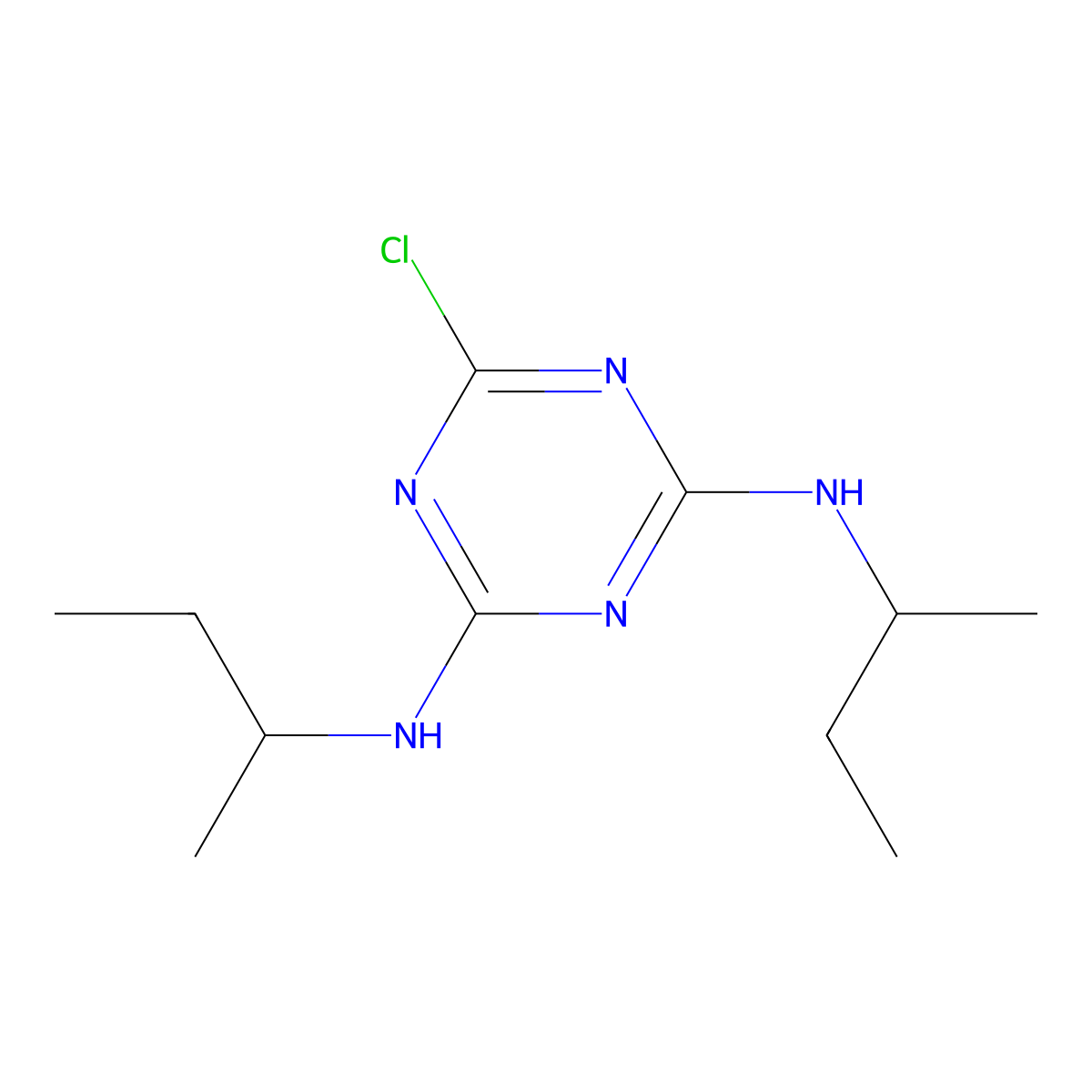 6-Chloro-N,N'-(1-methylpropyl)-[1,3,5]triazine-2,4-diamine molecular structure, CAS 37388-19-5