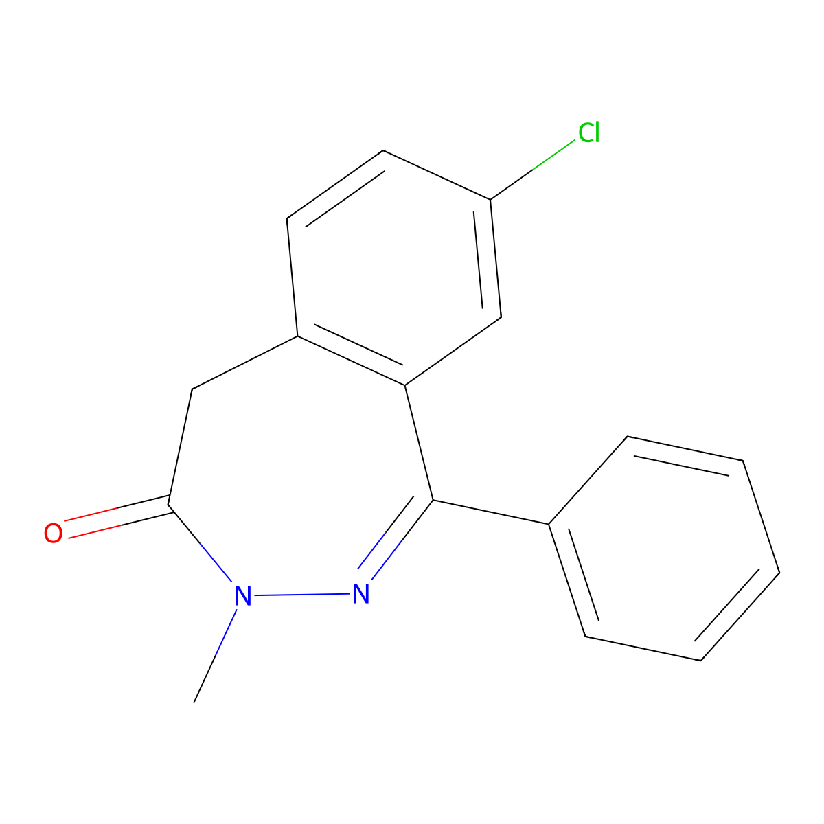 2,3-(4H)-Benzodiazepin-4-one, 3,5-dihydro-8-chloro-3-methyl-1-phenyl- molecular structure, CAS 37388-25-3