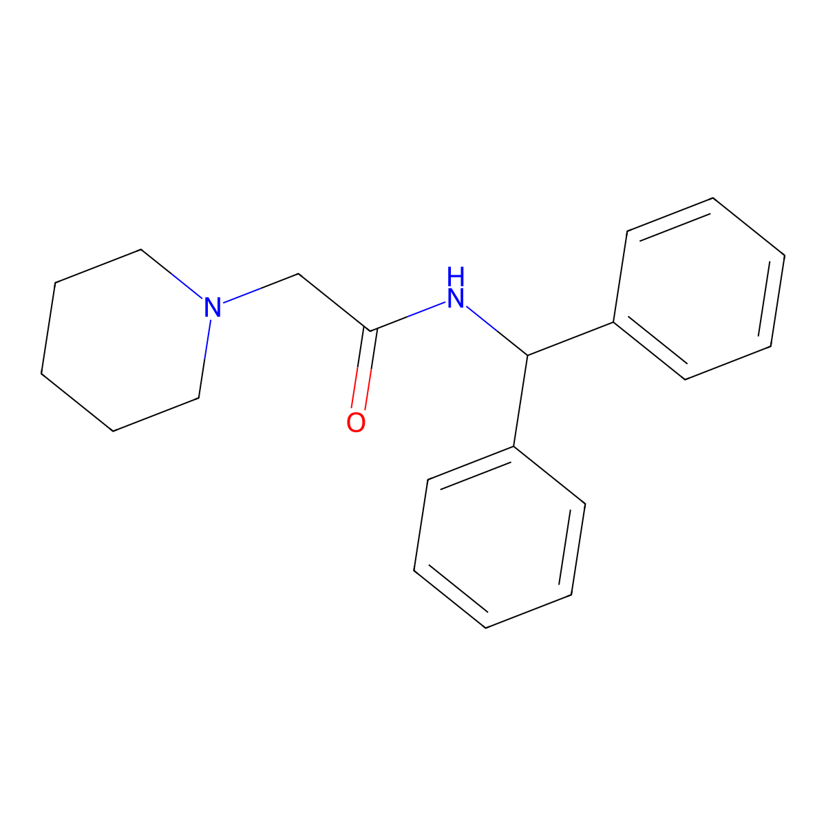 1-Piperidineacetamide, N-(diphenylmethyl)- molecular structure, CAS 37390-14-0