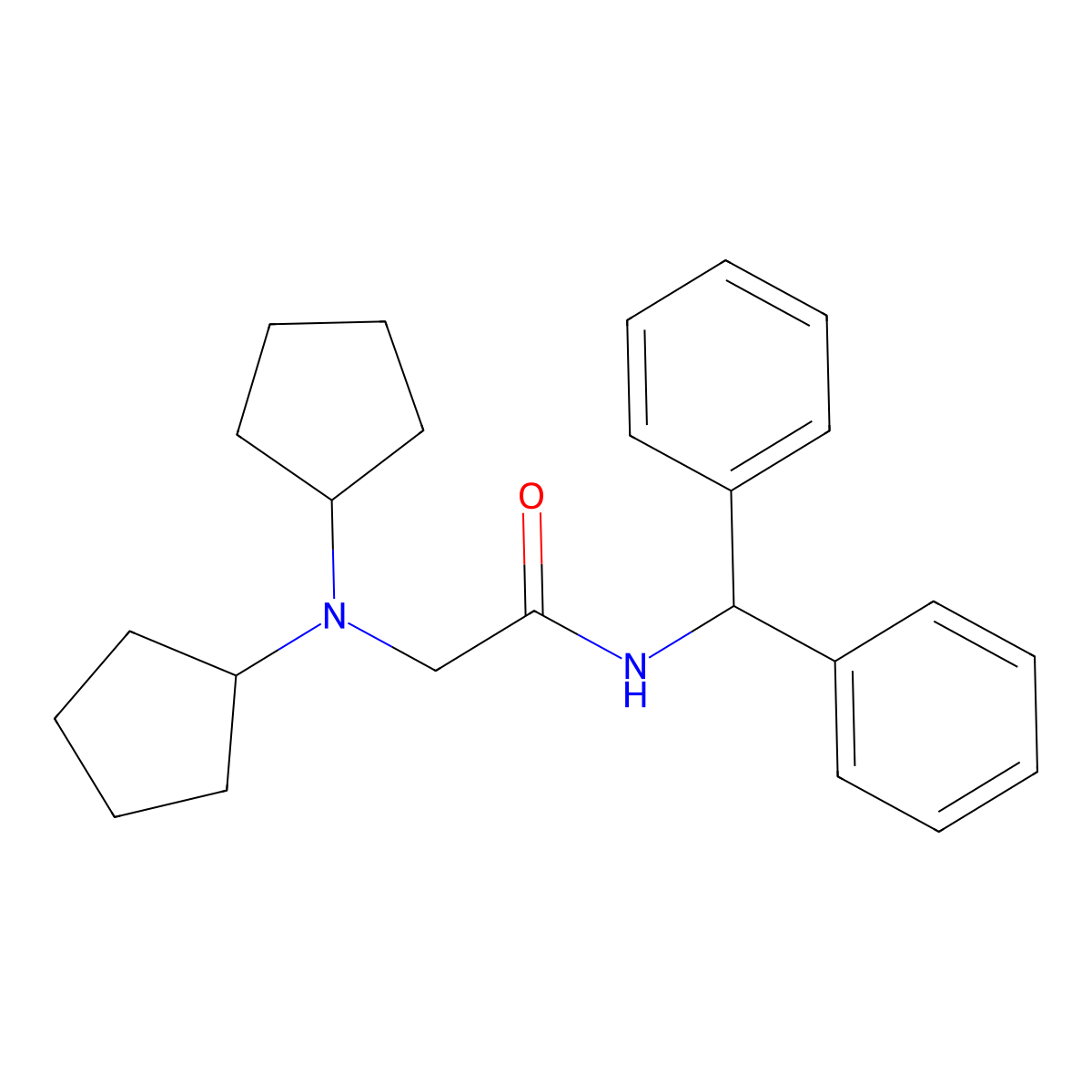 2-(Dicyclopentylamino)-N-(diphenylmethyl)ethanimidic acid molecular structure, CAS 37390-26-4