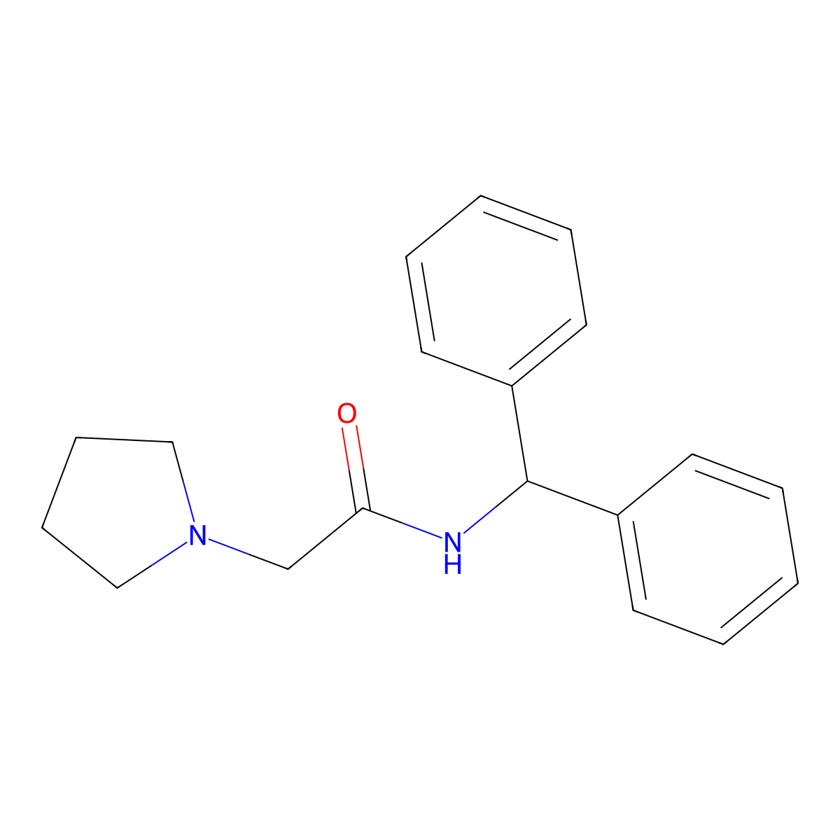 1-Pyrrolidineacetamide, N-(diphenylmethyl)- molecular structure, CAS 37390-27-5
