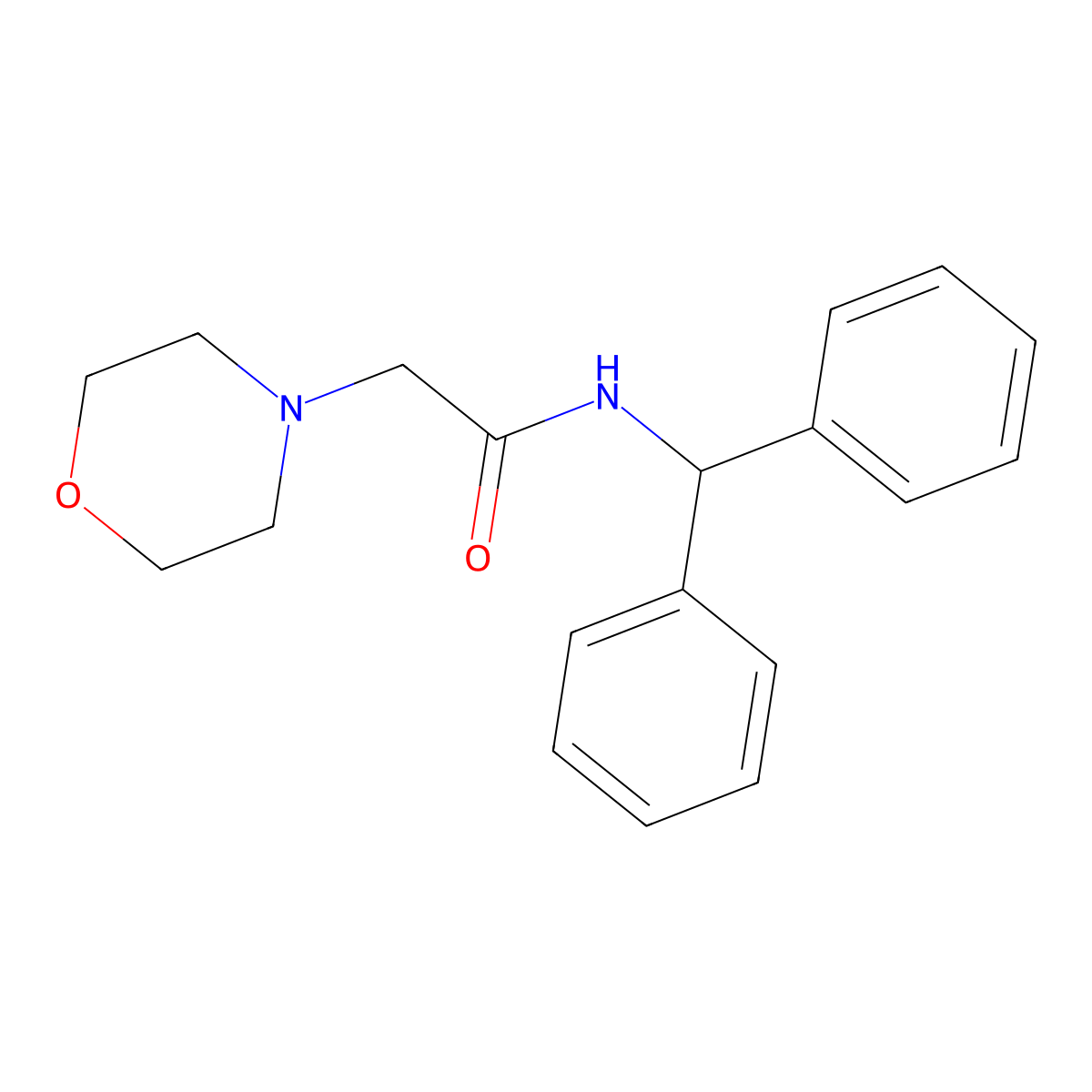 4-Morpholineacetamide, N-(diphenylmethyl)- molecular structure, CAS 37390-29-7