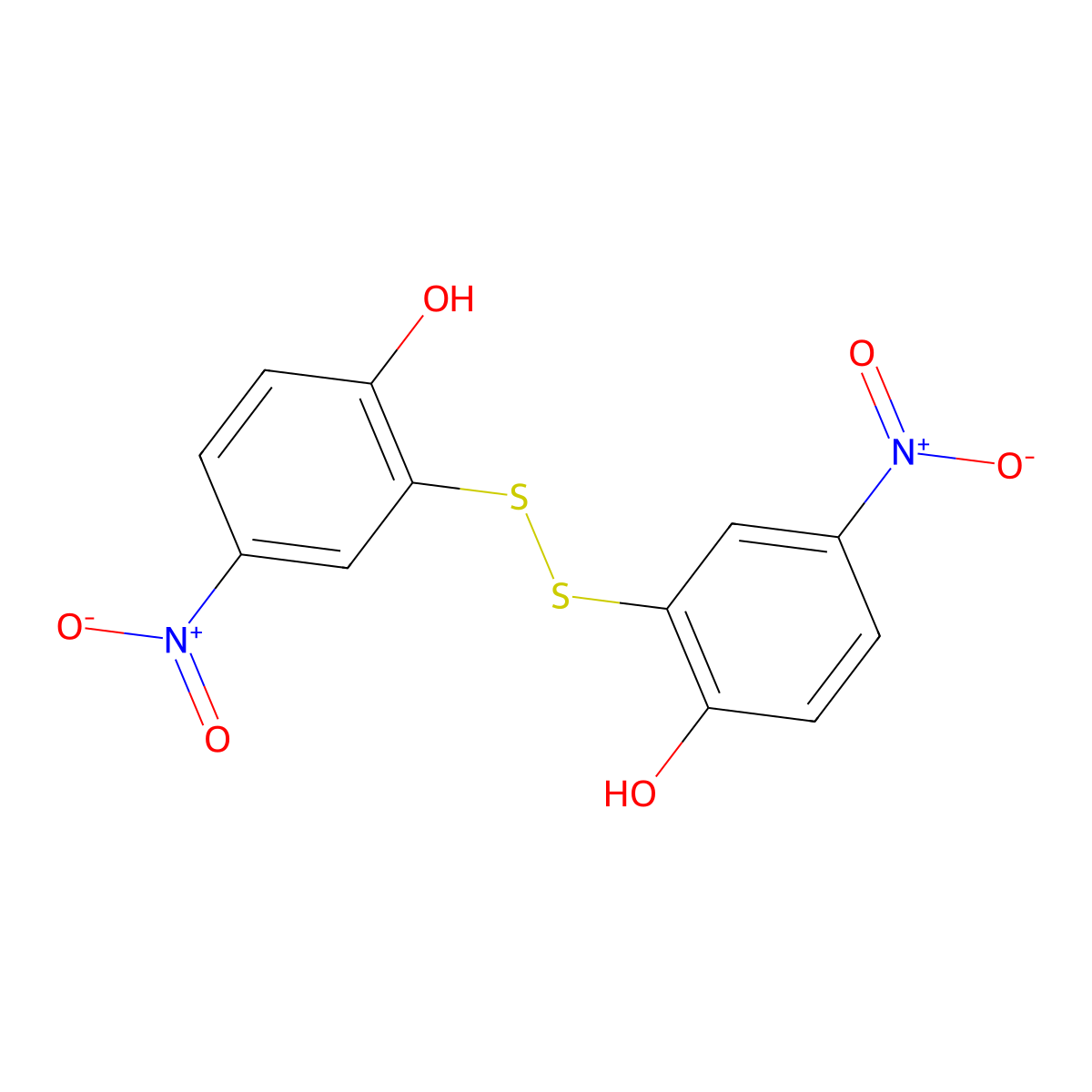 2,2'-Disulfanediylbis(4-nitrophenol) molecular structure, CAS 37398-24-6