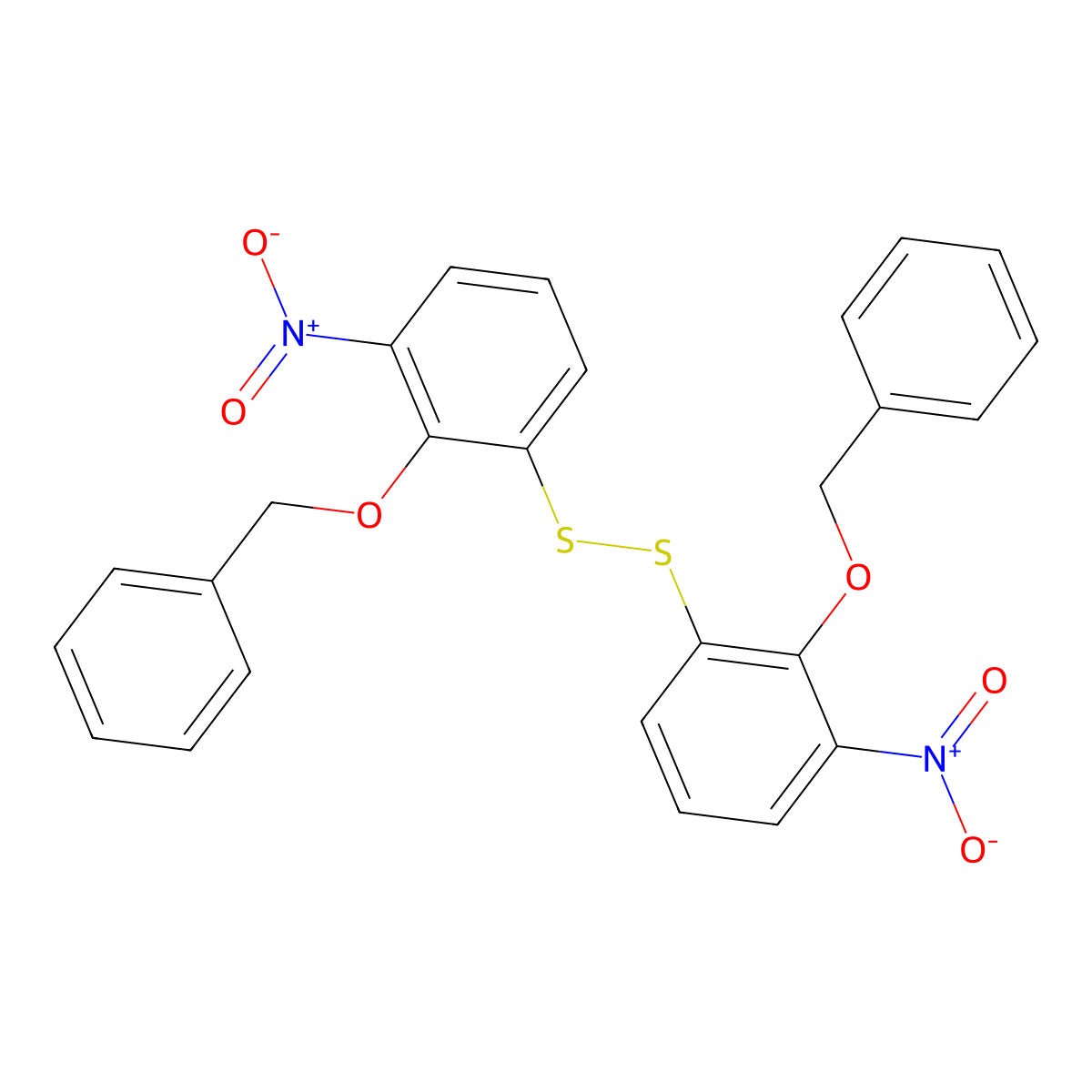 Bis(2-benzyloxy-3-nitrophenyl)disulfide molecular structure, CAS 37398-25-7