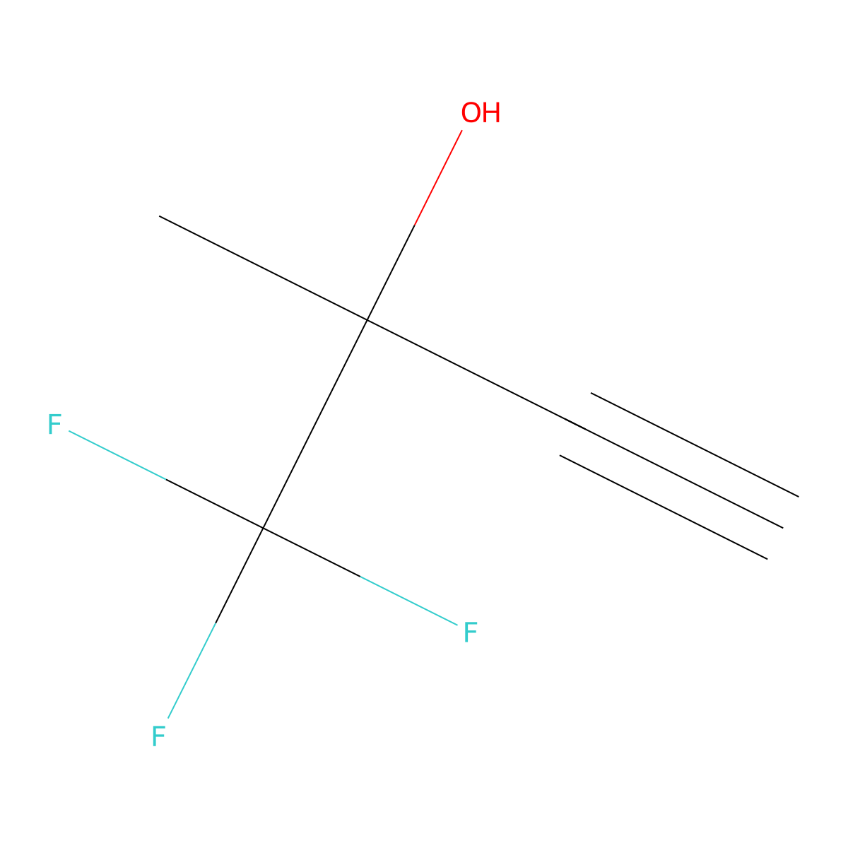 1,1,1-Trifluoro-2-methylbut-3-yn-2-ol molecular structure, CAS 374-21-0