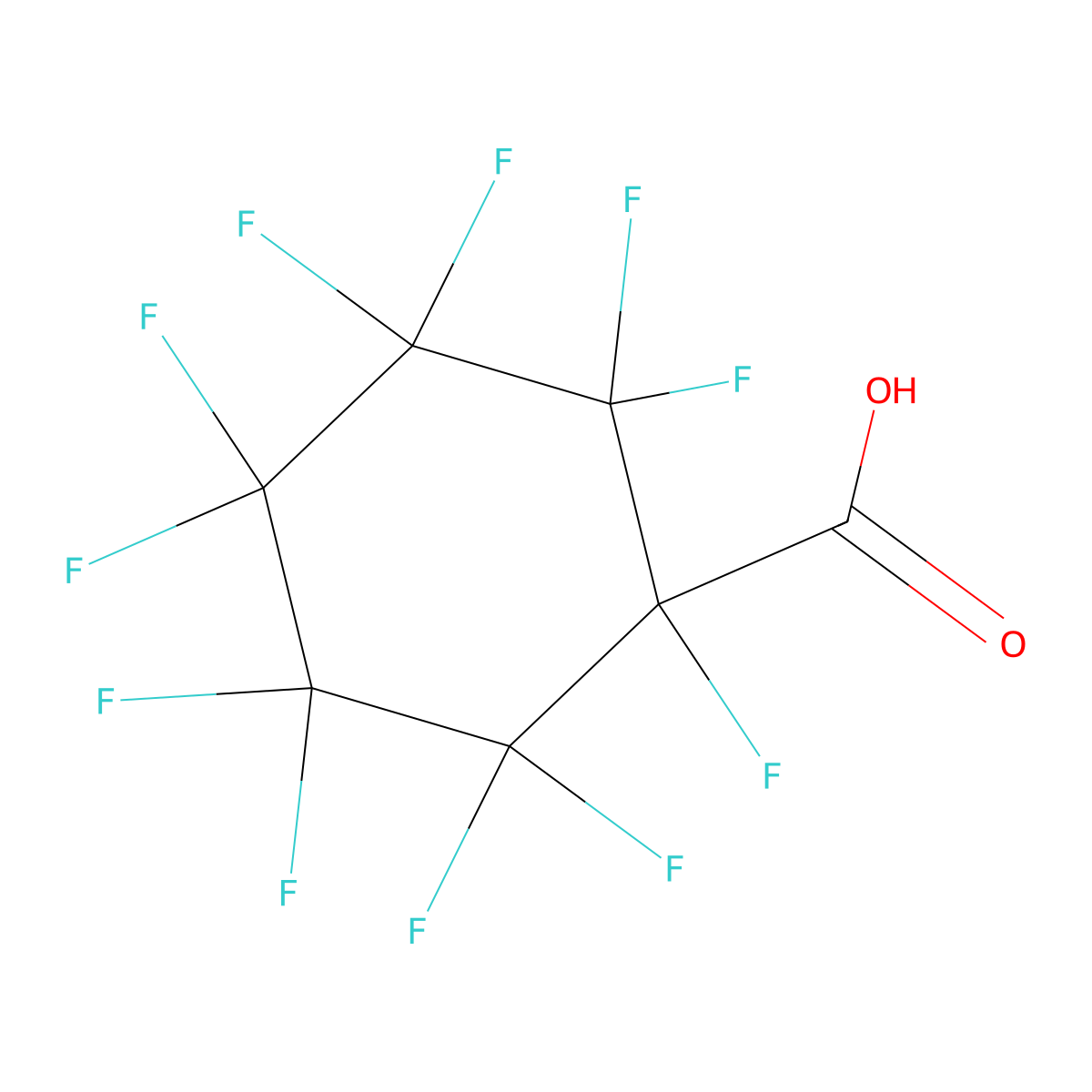 Perfluorocyclohexanecarboxylic acid molecular structure, CAS 374-88-9