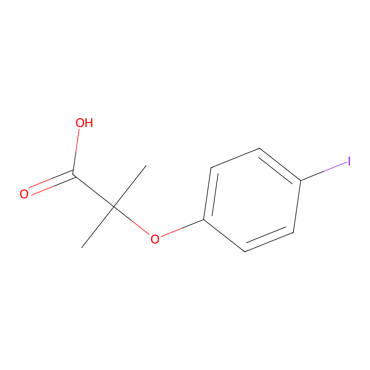 Propanoic acid, 2-(4-iodophenoxy)-2-methyl- molecular structure, CAS 37404-23-2